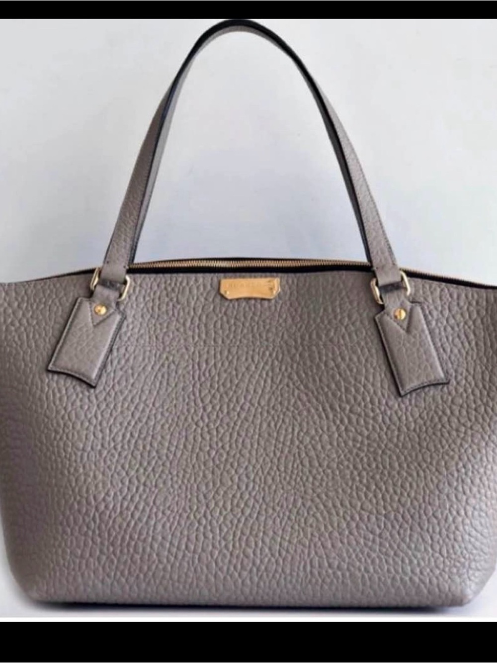 Burberry Classic Pebbled Tote Bag in Taupe